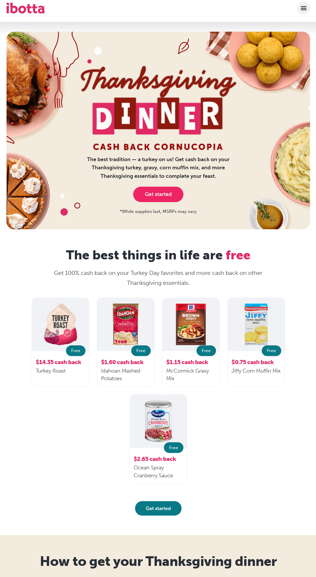 A page with the words " cash back cornucopia ".